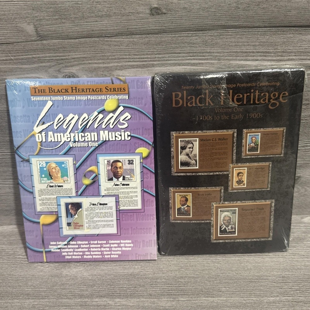 Black Heritage Jumbo Stamp Postcard Sets Legends of Music Vol 1 & 1700s-1900s